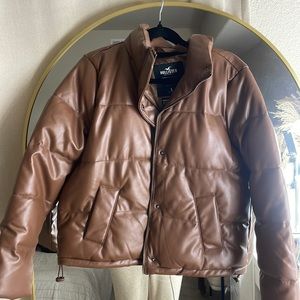 Puffer jacket, brown hardly used.